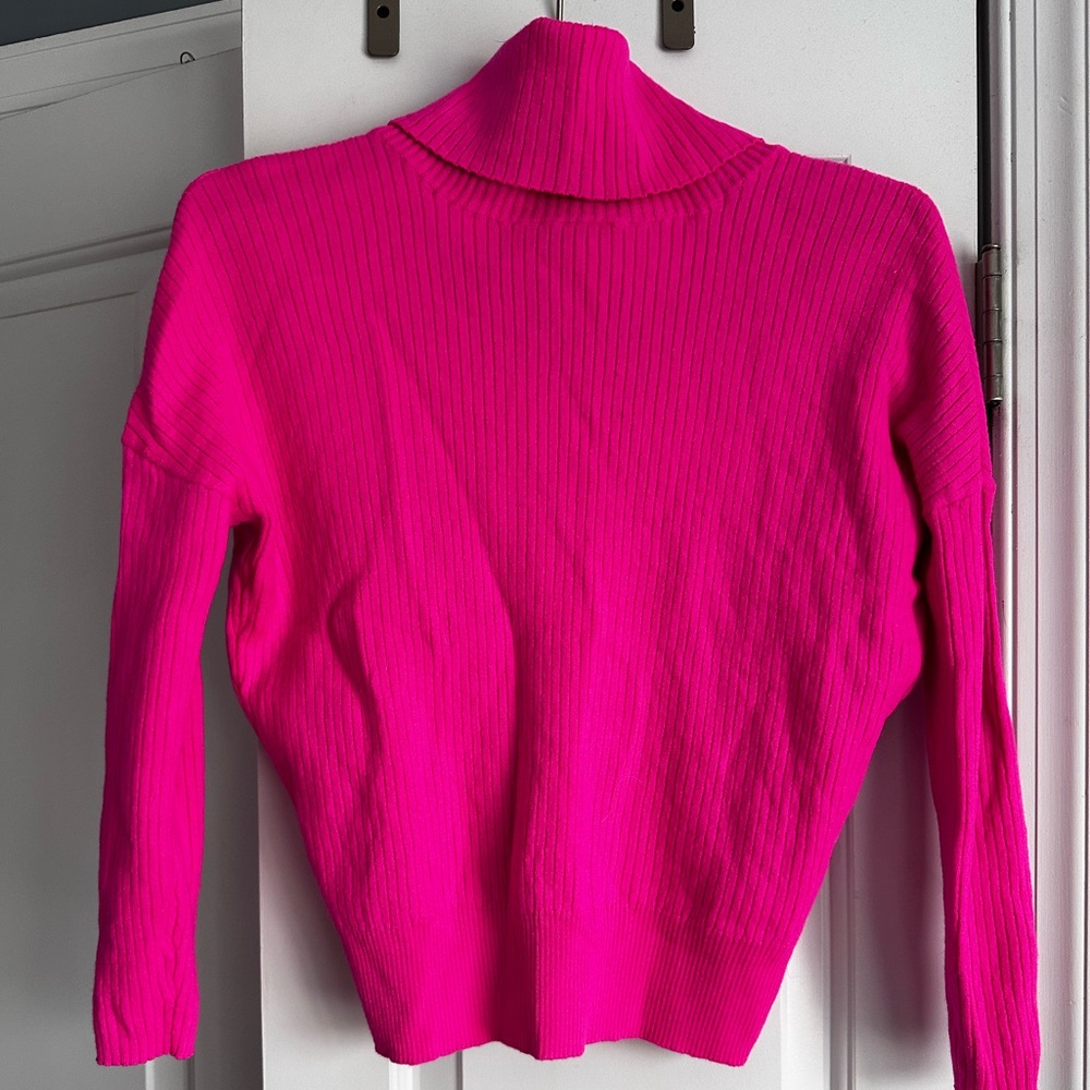 Anthropologie Bright Pink Turtleneck Sweater